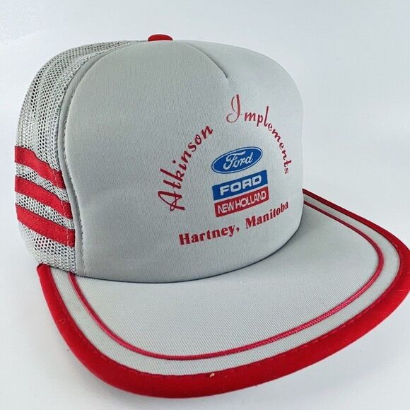 Ford New Holland Atkinson Hartney Manitoba 3 Stripe Mesh Snapback Trucker Hat - Picture 1 of 11